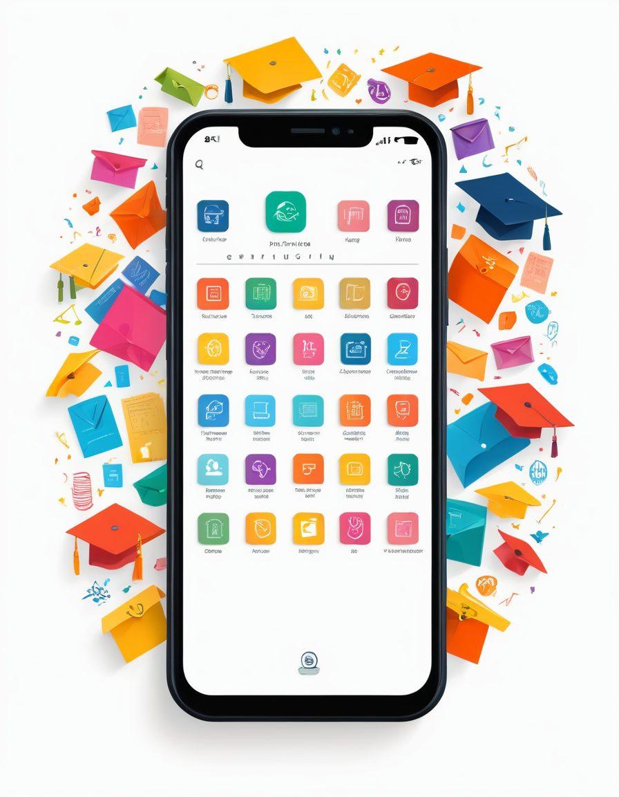 A vibrant collage showcasing essential updates and community events in a digital format, featuring a smartphone displaying notifications and resources. Surrounding it are icons representing education, community engagement, and events like a graduation cap and a calendar. The background features elements of a connected community, symbolizing inclusivity and engagement. bright colors. modern flat design. white background.